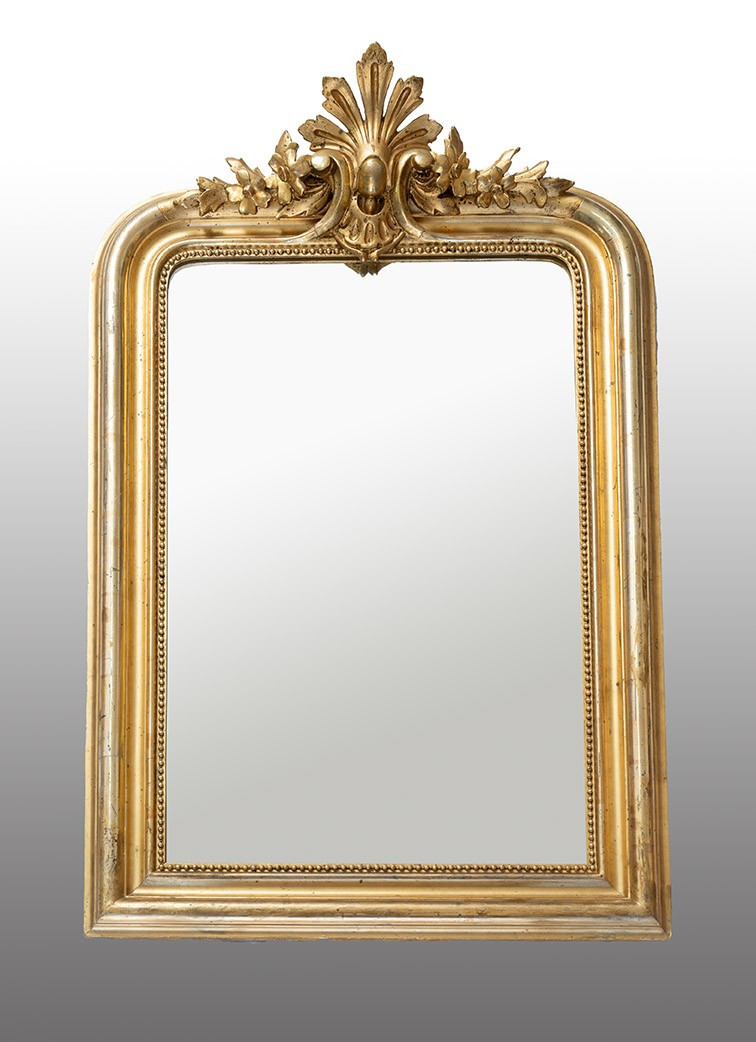 Antique Napoleon III Mirror In Gilded And Carved Wood. France, 19th Century.