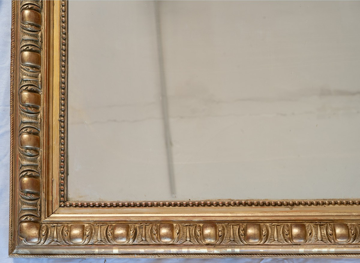 Antique Napoleon III French Mirror In Gilded And Carved Wood. 19th Century.-photo-3