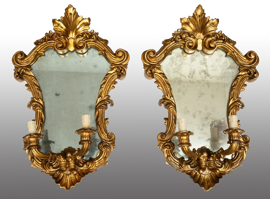 Paire de miroirs ancienne vénitiens, XIXe siècle.