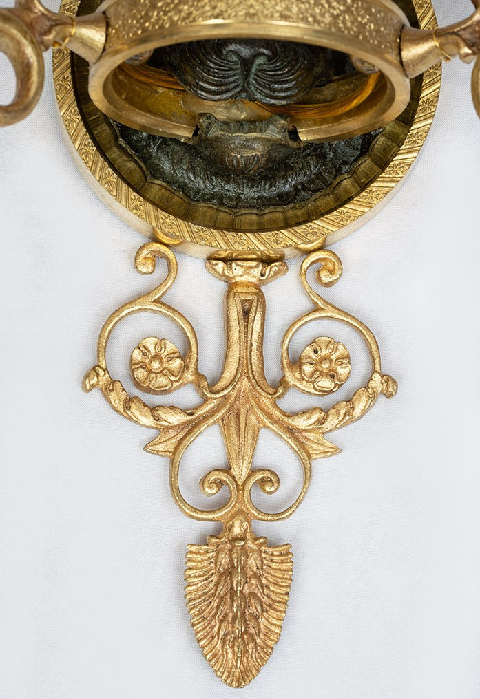 Pair Of Antique Empire Style Wall Lamps From France, 19th Century.-photo-2