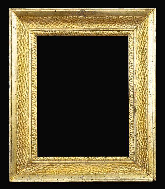 Cadre Empire napolitain ancien en bois doré et sculpté 19siecle.