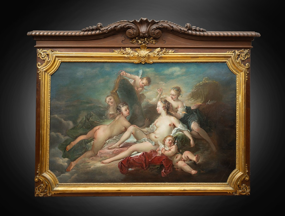 Tableau ancien représentant la Toilette de Vénus. France, XVIIIe siècle.