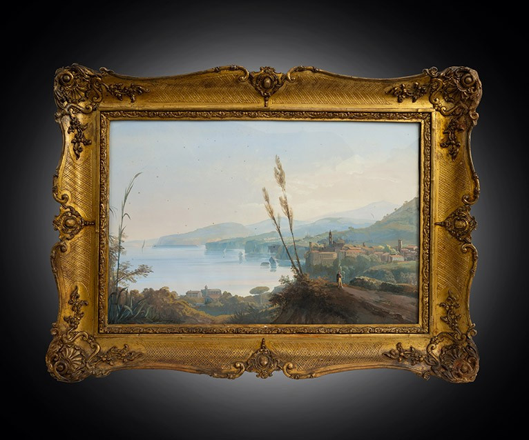 Paire de gouaches ancienne Napolitaines (Italy) du XIXe siècle.-photo-2