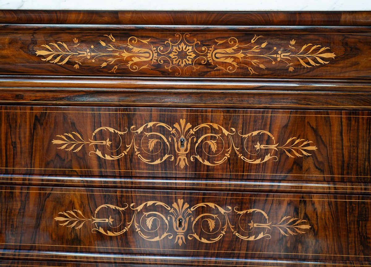Commode ancienne de style Charles X, française, XIXe siècle.-photo-2