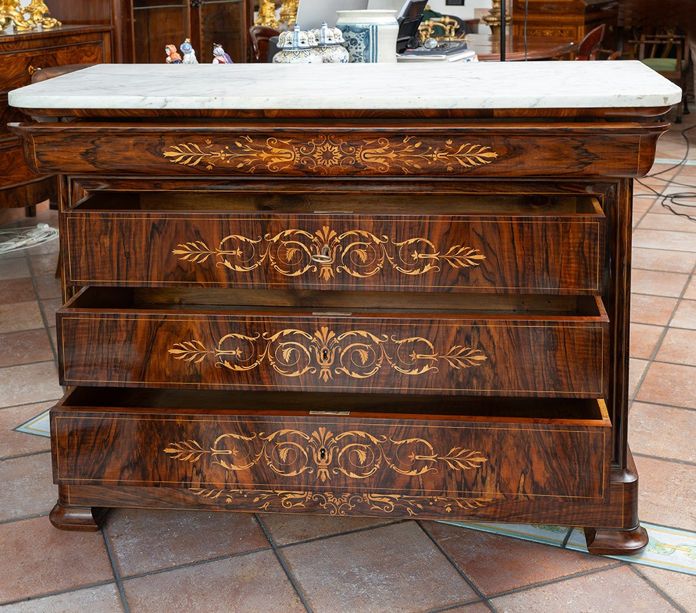 Commode ancienne de style Charles X, française, XIXe siècle.-photo-4