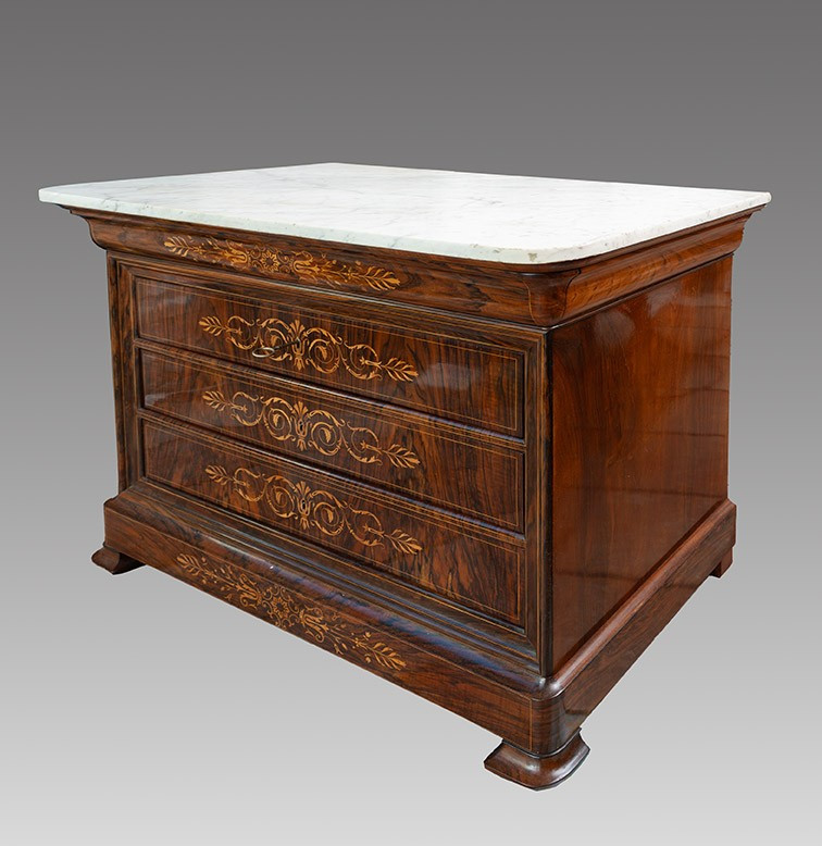 Commode ancienne de style Charles X, française, XIXe siècle.-photo-1