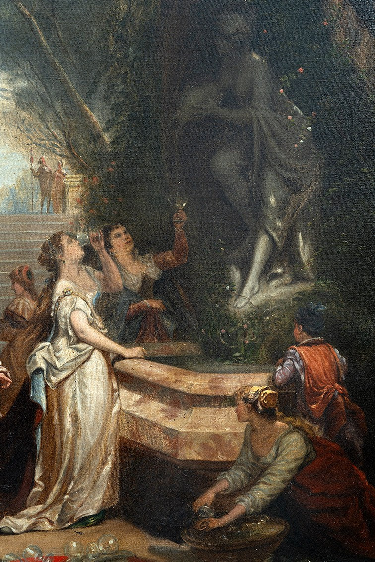 Antique Oil Painting On Canvas, Venice, 18th Century.-photo-3