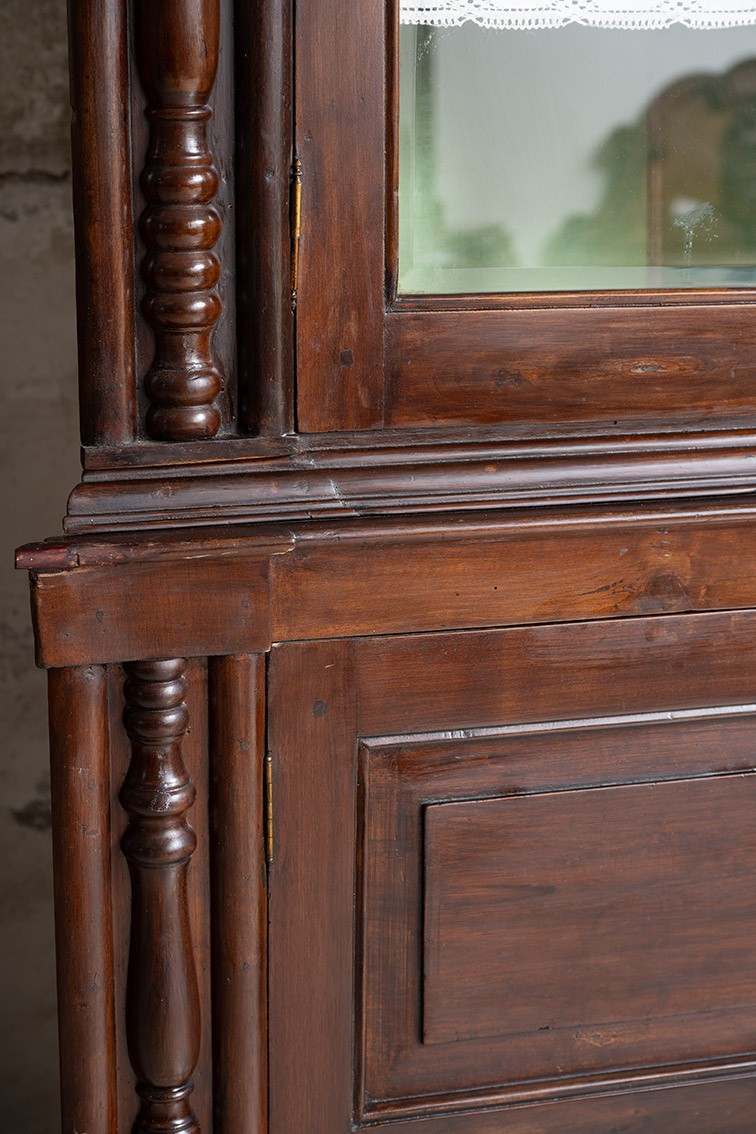 Antique Louis Philippe Neapolitan Corner Cabinet In Solid Walnut. 19th Century.-photo-3