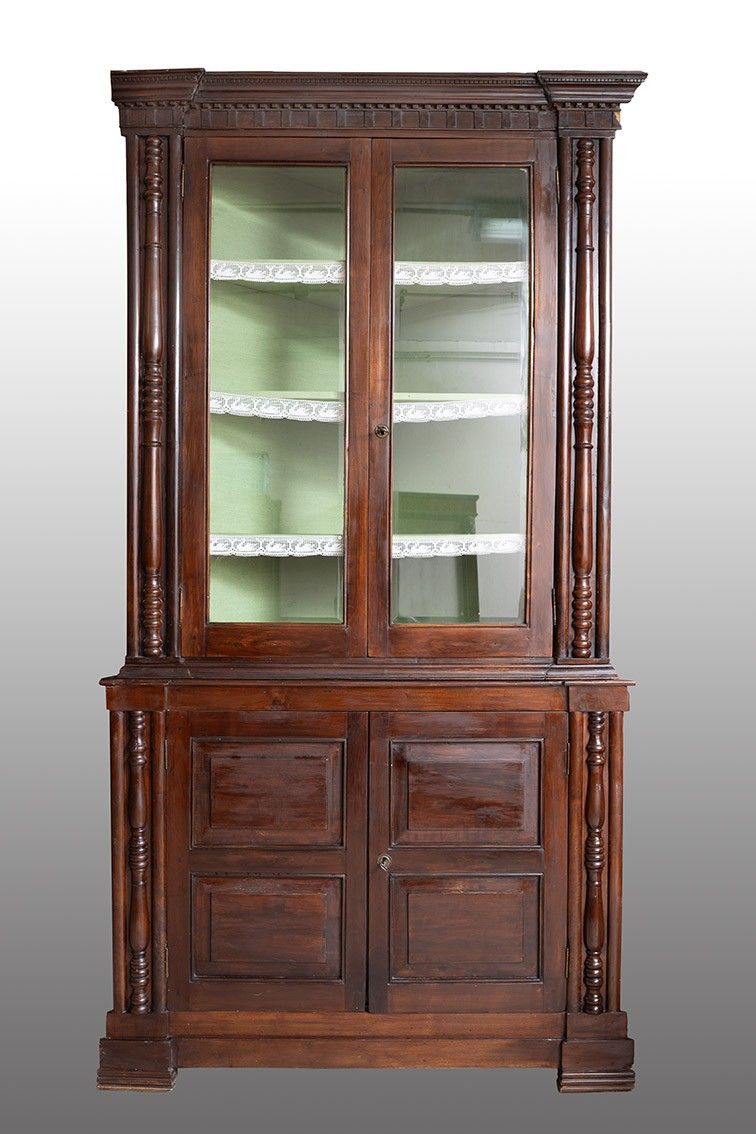 Antique Louis Philippe Neapolitan Corner Cabinet In Solid Walnut. 19th Century.