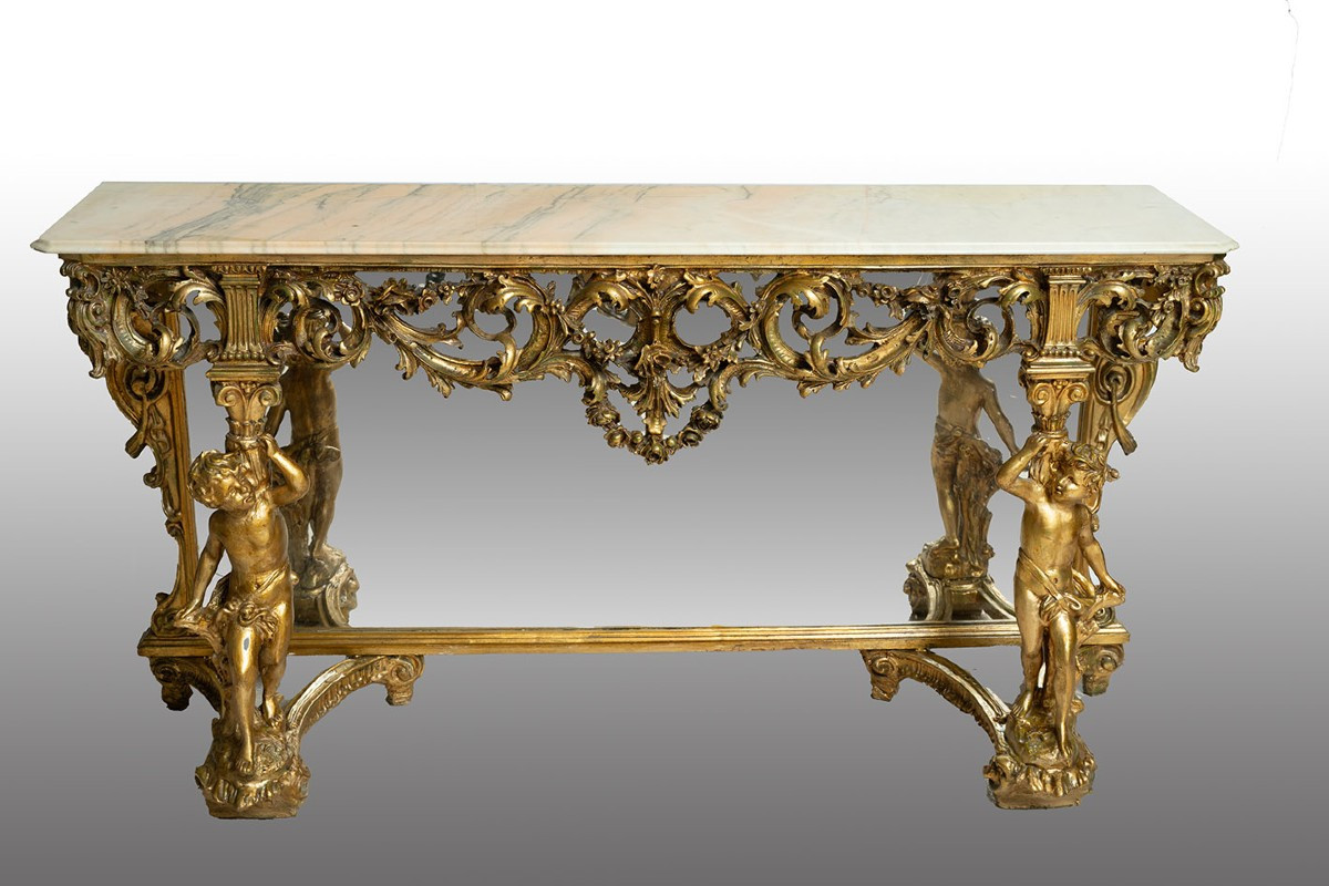 Richly Carved Baroque-style Console Table And Mirror. 20th Century.-photo-2