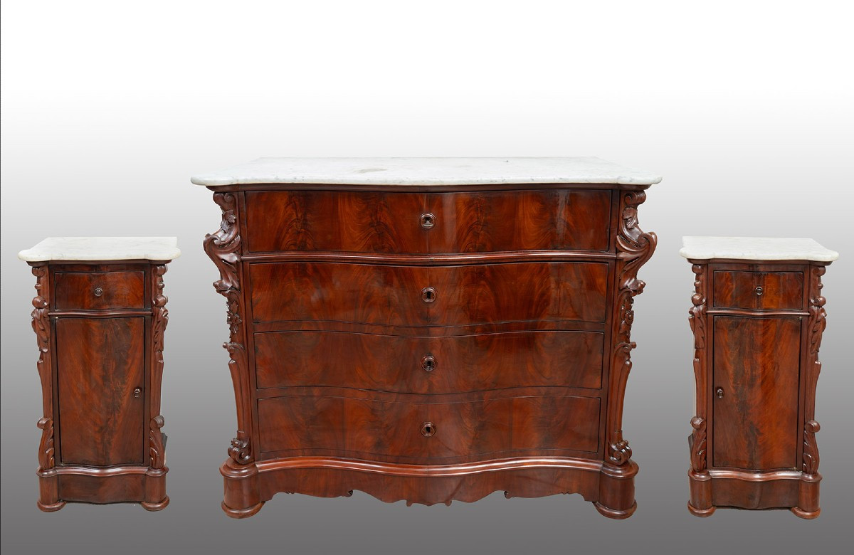 Commode napolitaine ancienne Louis Philippe en acajou. XIXe siècle.-photo-3