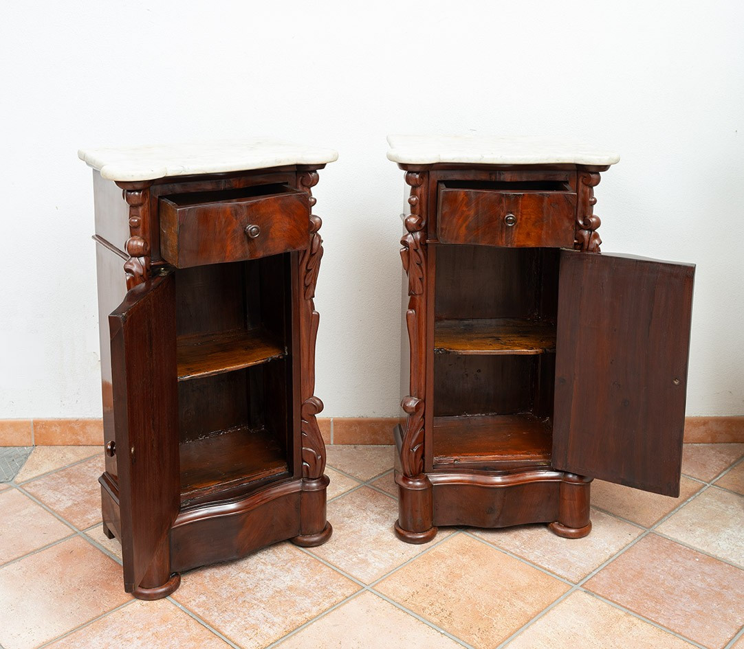 Pair Of Louis Philippe Neapolitan Bedside Tables, 19th Century.-photo-2