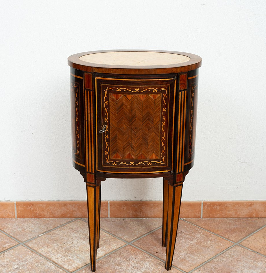 Antique Louis XVI Neapolitan Bedside Table From The 18th Century.-photo-4
