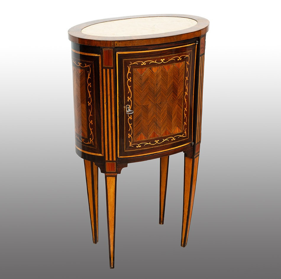 Antique Louis XVI Neapolitan Bedside Table From The 18th Century.