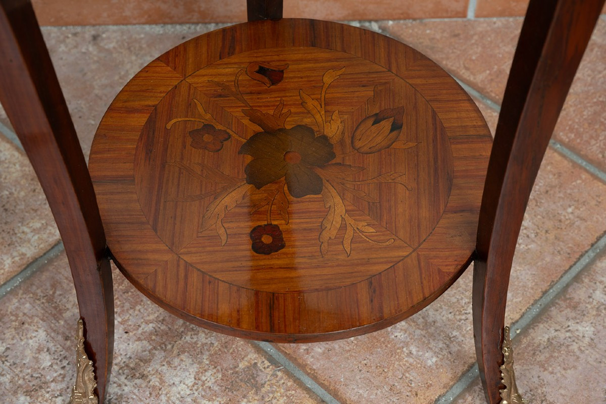 Paire de tables basses françaises anciennes de style Napoléon III, début du XXe siècle.-photo-4