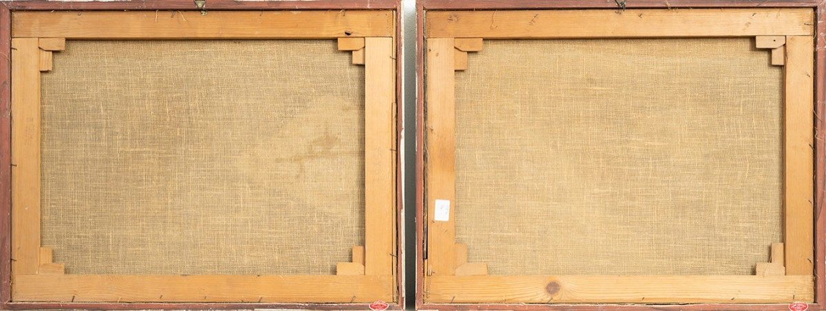 Paire de tableaux anciens à l'huile sur toile, France, XIXe siècle.-photo-4