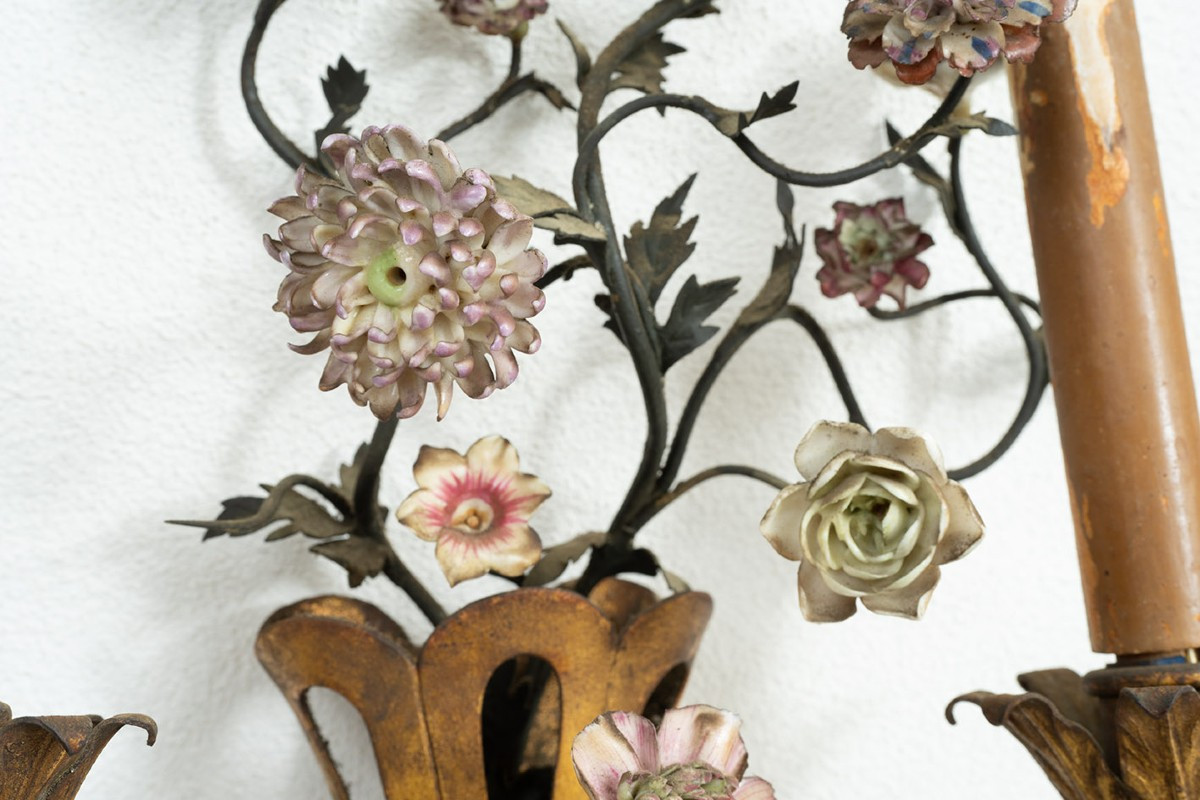 Pair Of Antique Napoleon III Wall Lamps, France, Late 19th Century.-photo-3