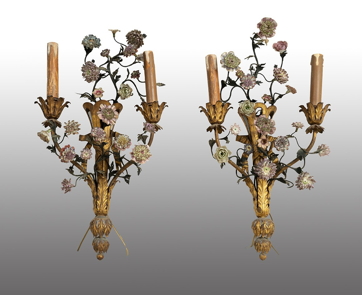 Pair Of Antique Napoleon III Wall Lamps, France, Late 19th Century.