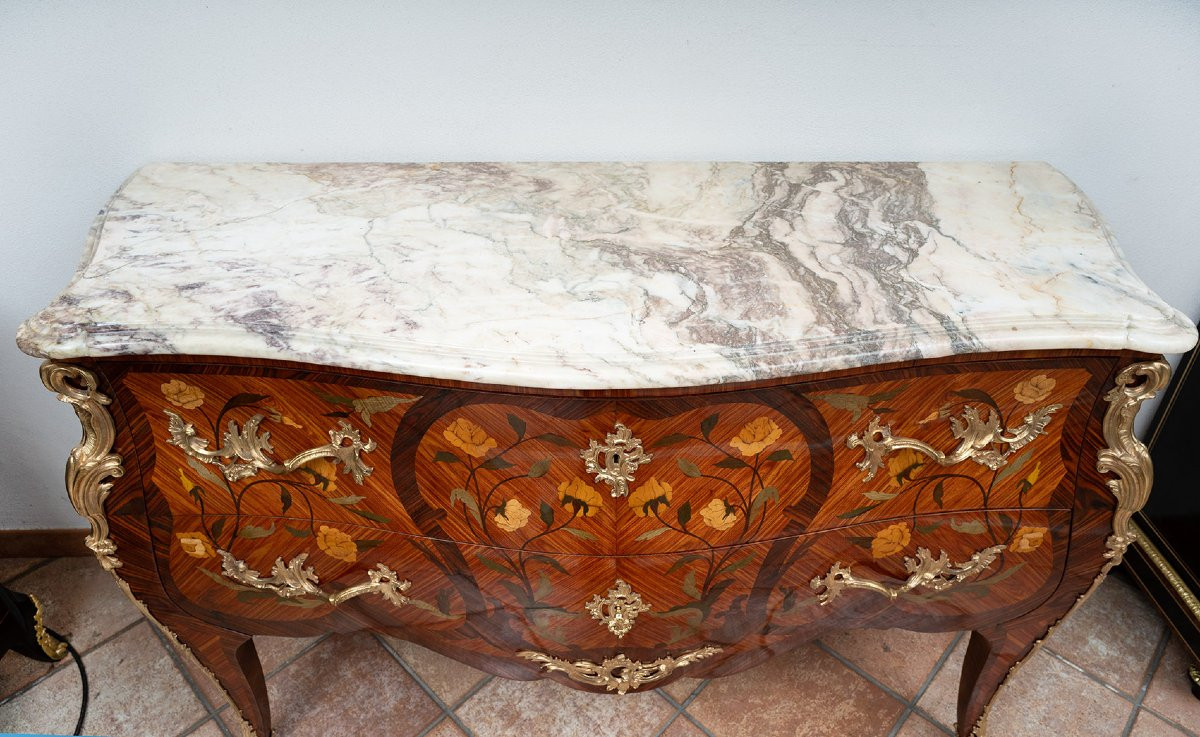 Commode ancienne Napoléon III en bois exotique précieux. France, début du XXe siècle.-photo-2