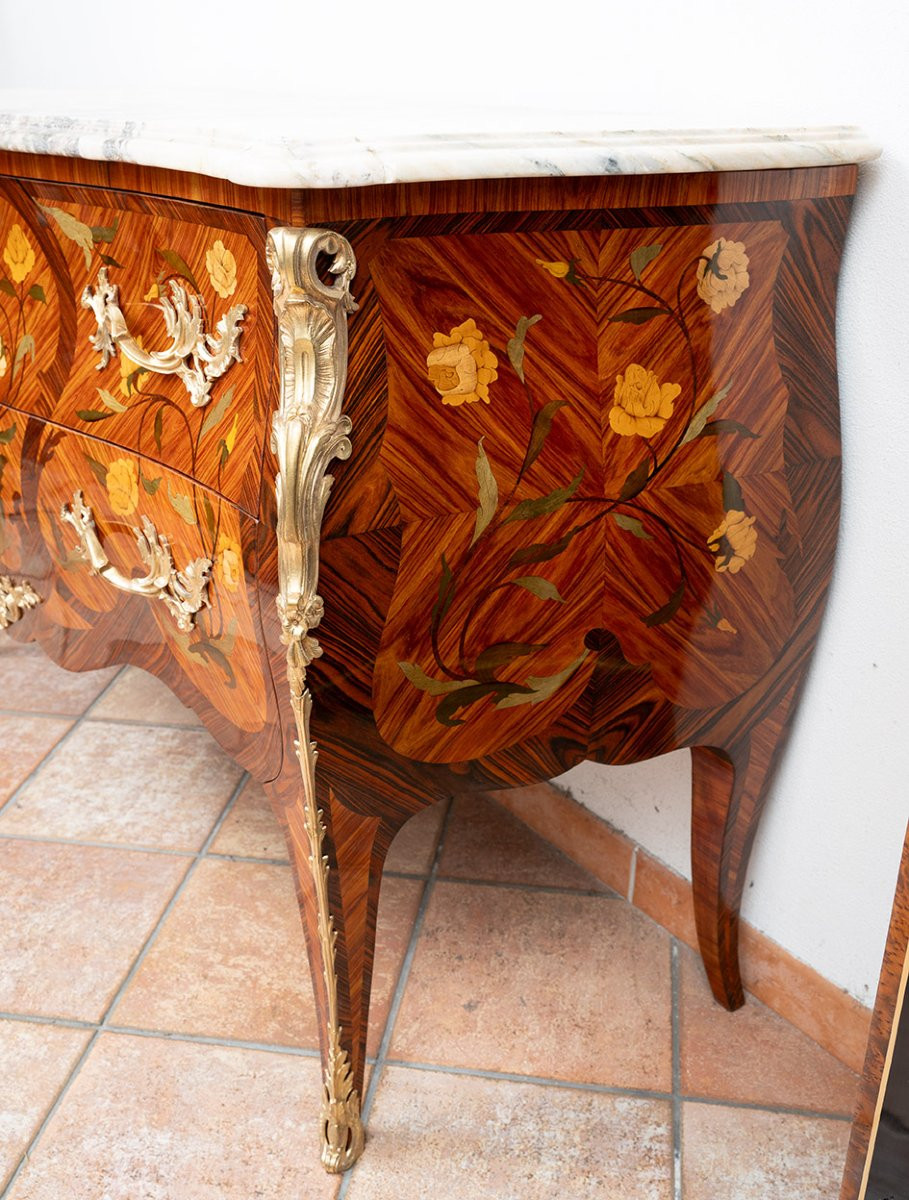 Commode ancienne Napoléon III en bois exotique précieux. France, début du XXe siècle.-photo-3