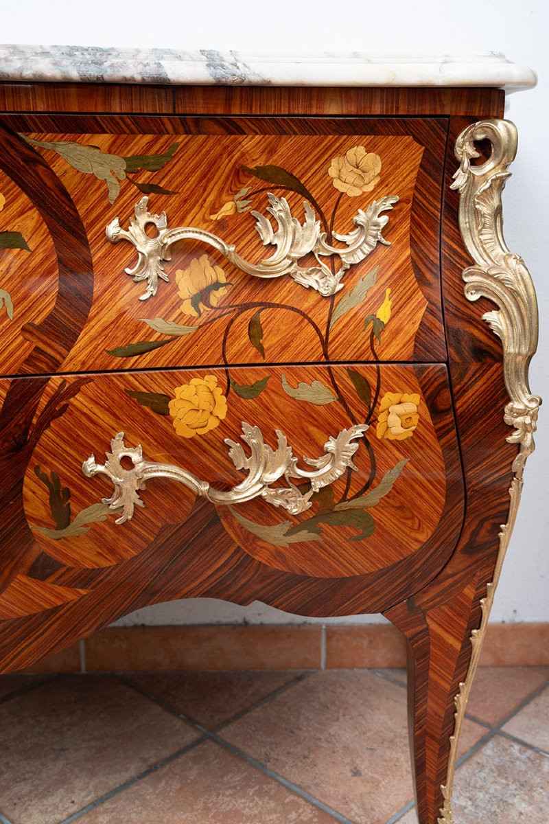 Commode ancienne Napoléon III en bois exotique précieux. France, début du XXe siècle.-photo-4