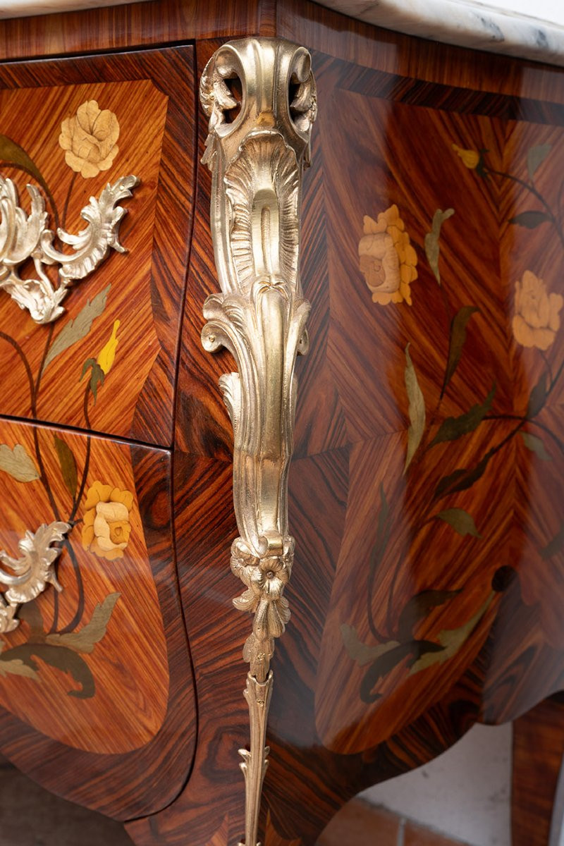 Commode ancienne Napoléon III en bois exotique précieux. France, début du XXe siècle.-photo-2