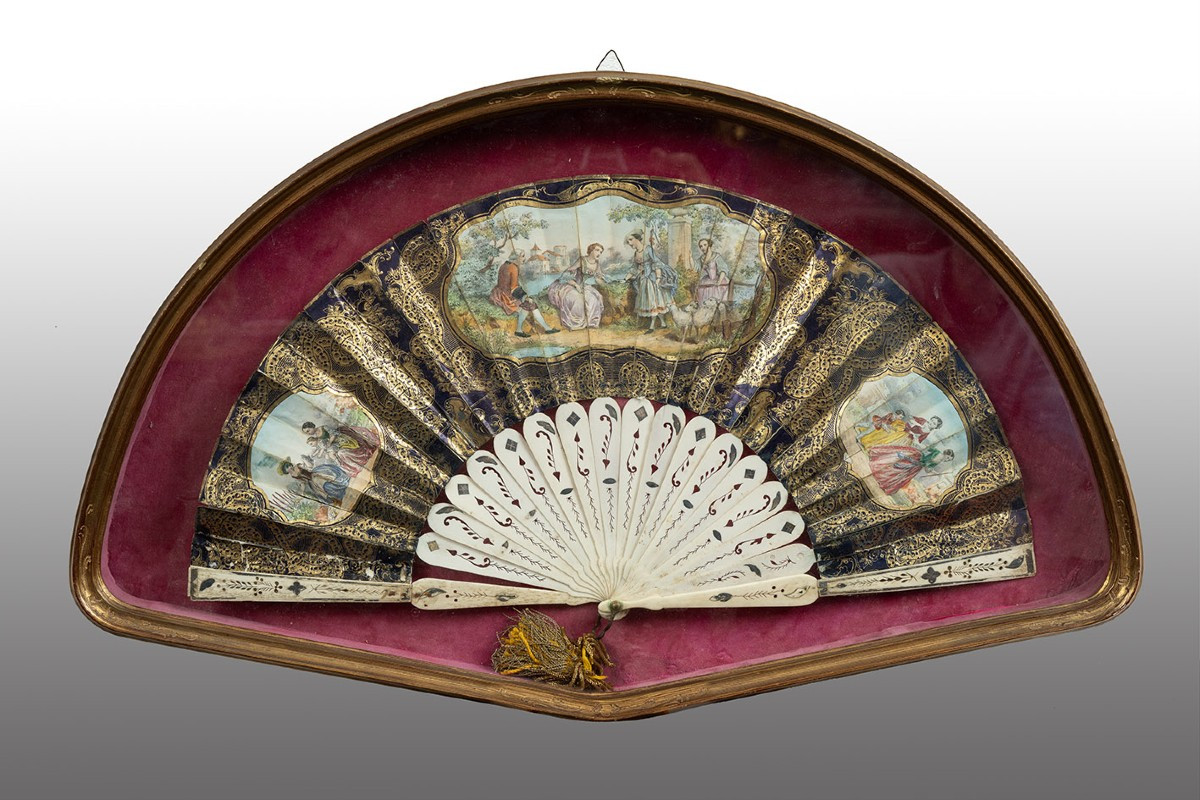 Antique Napoleon III Fan, France, 19th Century.