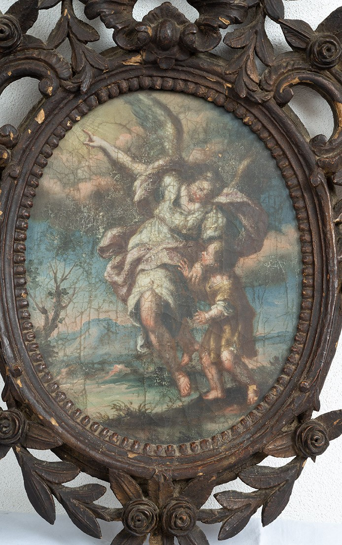 Pair Of Antique Oil Paintings On Canvas, Naples, 18th Century.-photo-2