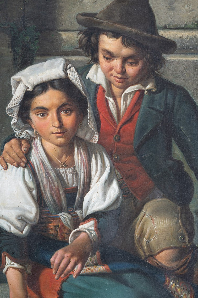 Tableau ancienne signé « Tommaso De Vivo 1867 ». Naples, XIXe siècle.-photo-3