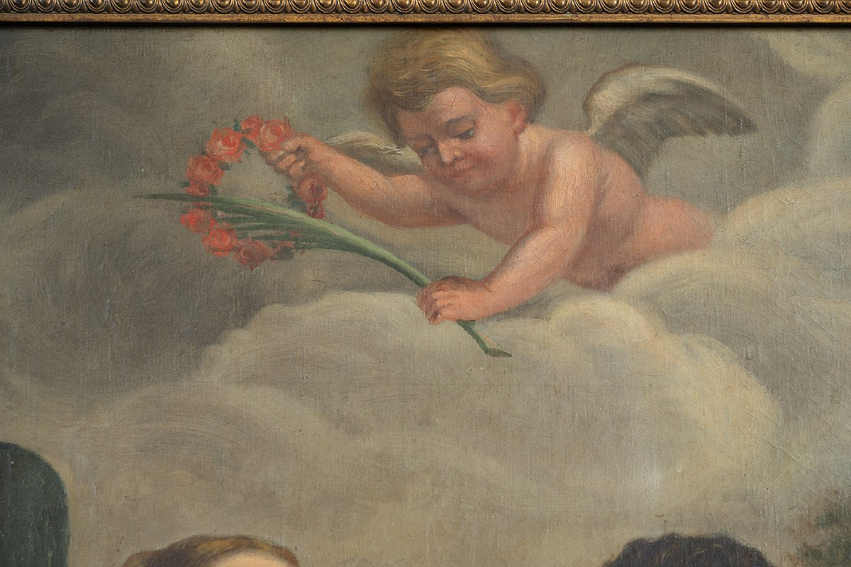 Antique Oil Painting On Canvas, 18th Century.-photo-4