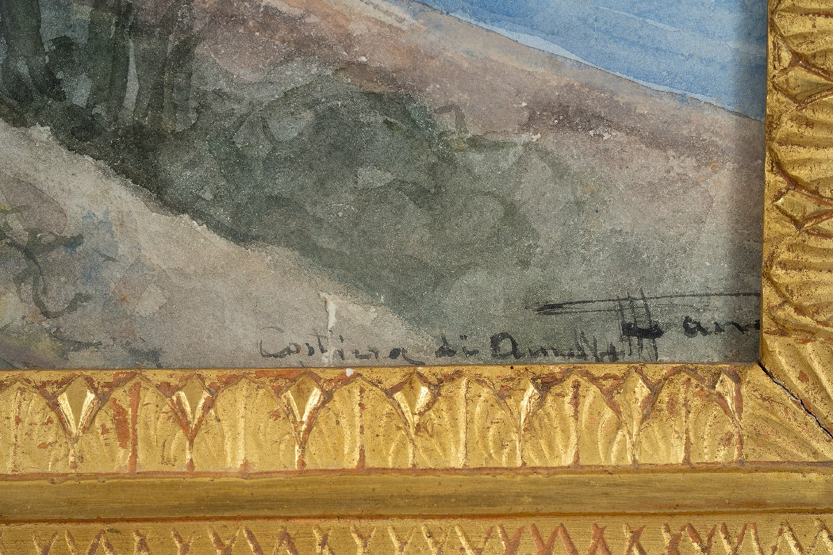 An Old Painting Depicting The Amalfi Coast, Signed "francesco Lord Mancini."-photo-3