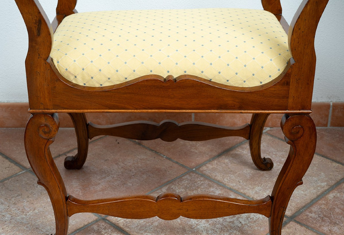 Paire de tabourets anciens du début du XIXe siècle, Lucca (Italie)-photo-2