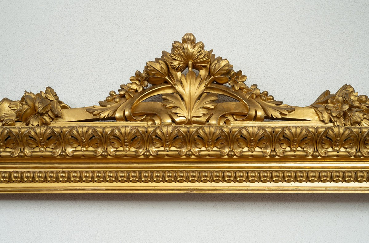 Antique Roman Frame In Gilded And Carved Wood, 19th Century.-photo-2