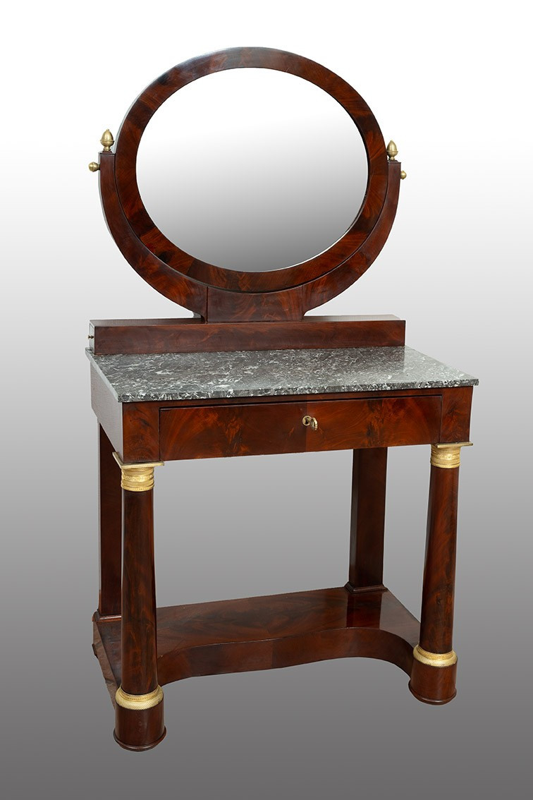 Antique Empire Mahogany Dressing Table. France, Early 19th Century.