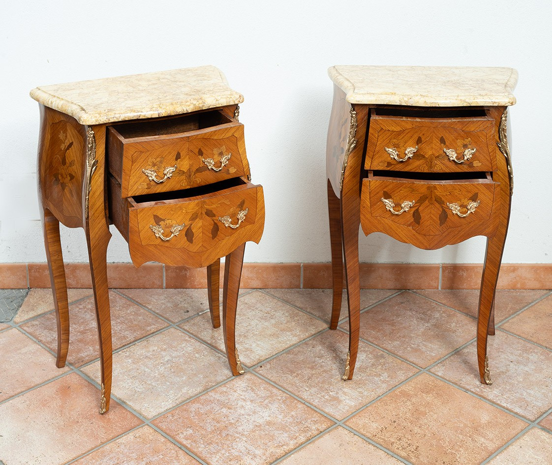 Paire de tables de chevet françaises anciennes, XXe siècle.-photo-4