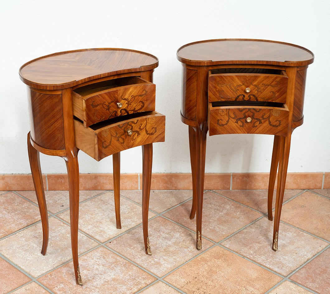 Paire de tables de chevet françaises anciennes, XXe siècle.-photo-4