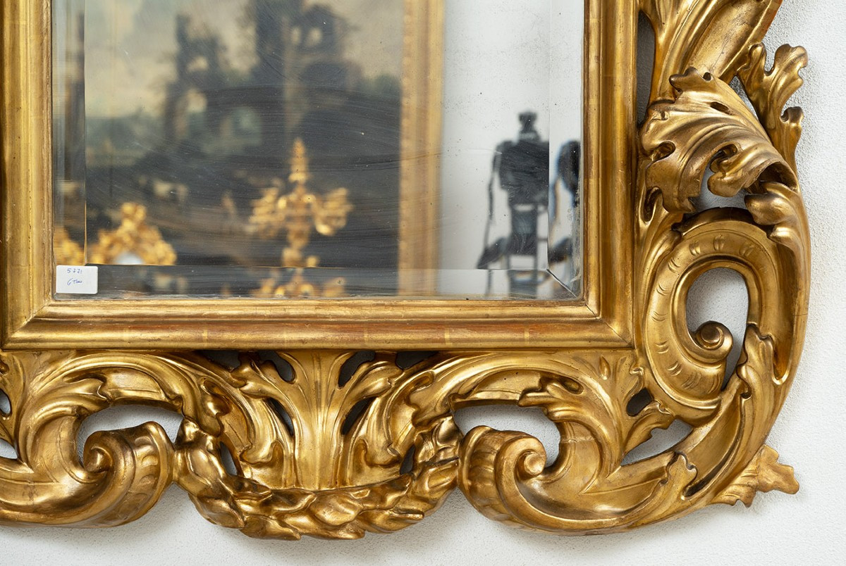 Antique Florentine Gilded Mirror From The 19th Century.-photo-4