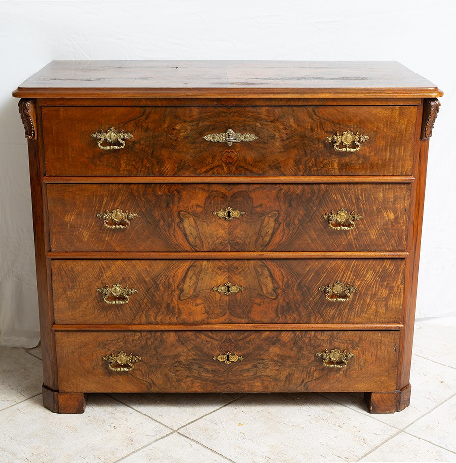Antique Four-drawer Chest Of Drawers From The 19th Century.-photo-2
