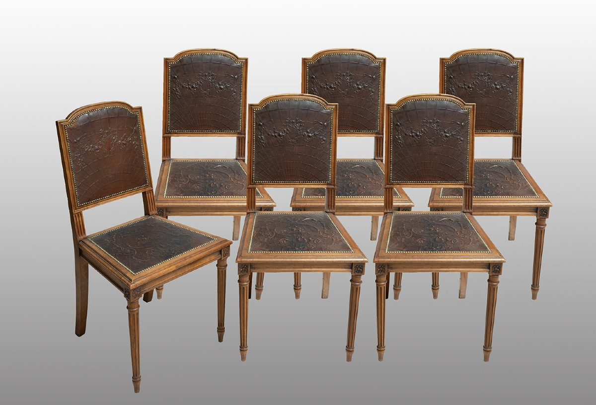 Ensemble de six chaises françaises du XIXe siècle.