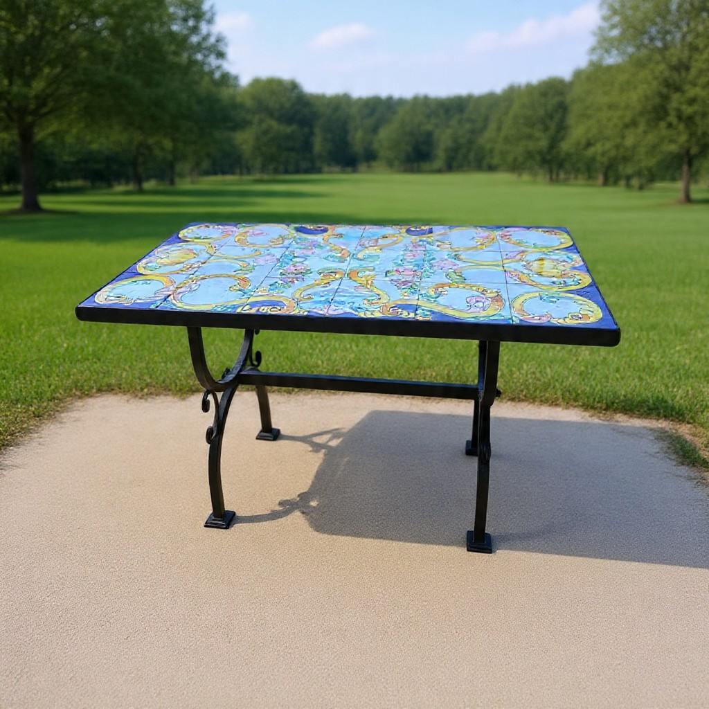 Table basse d'extérieur artisanale des années 2000/2010-photo-3