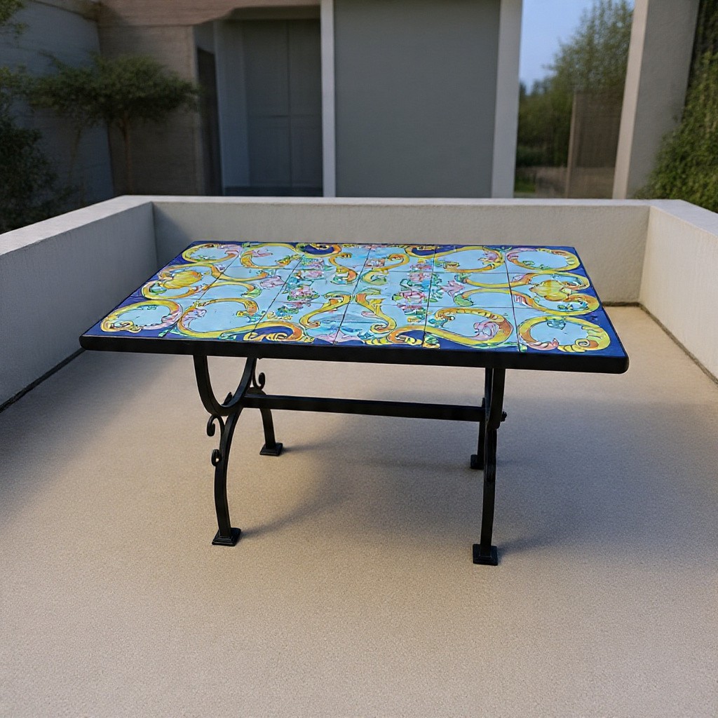 Table basse d'extérieur artisanale des années 2000/2010-photo-4