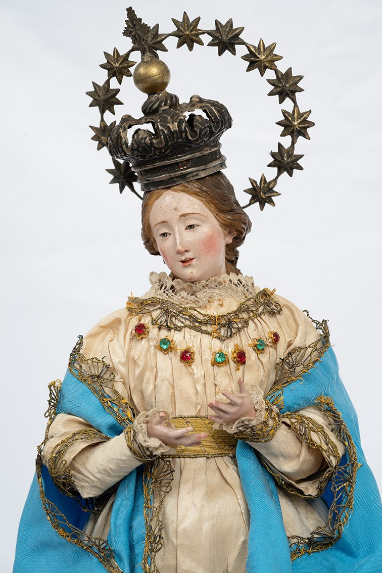 An Antique Sculpture Depicting The Immaculate Virgin Mary, 19th Century.-photo-2