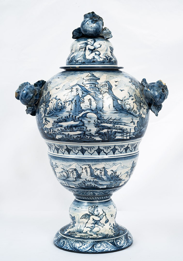 An Antique Glazed Majolica Vase From The 19th-century Albisola Factory.-photo-1