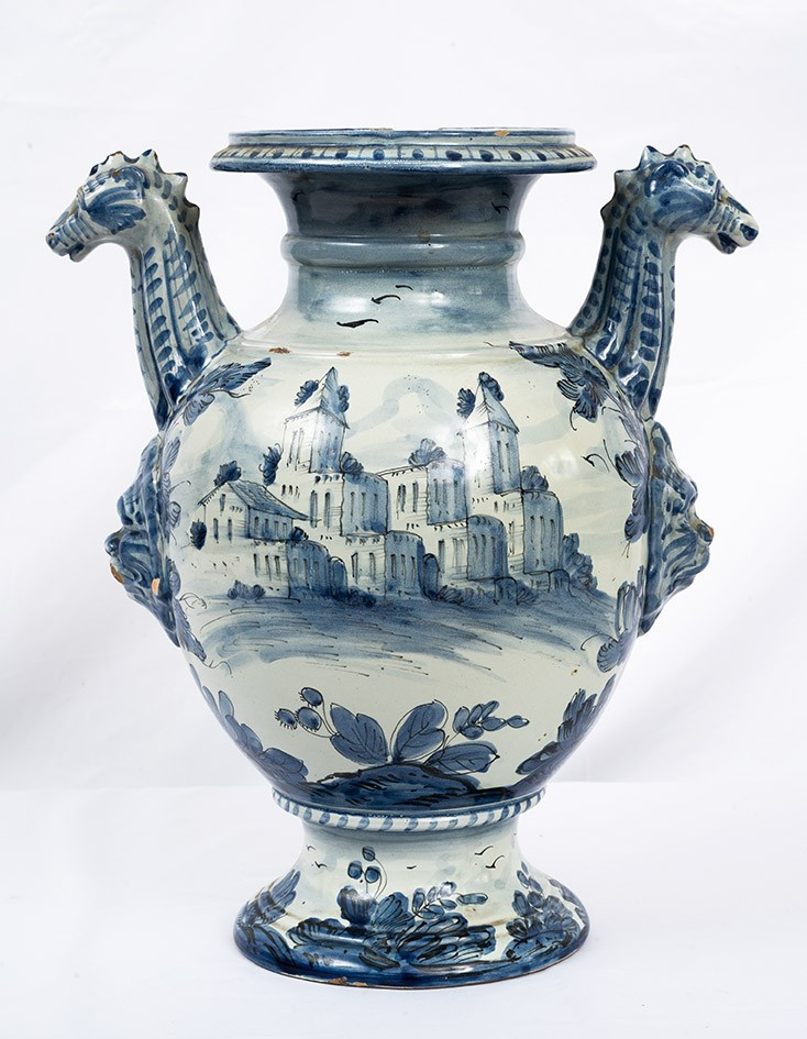 An Antique, Large Glazed Majolica Vase From The 18th Century-photo-1