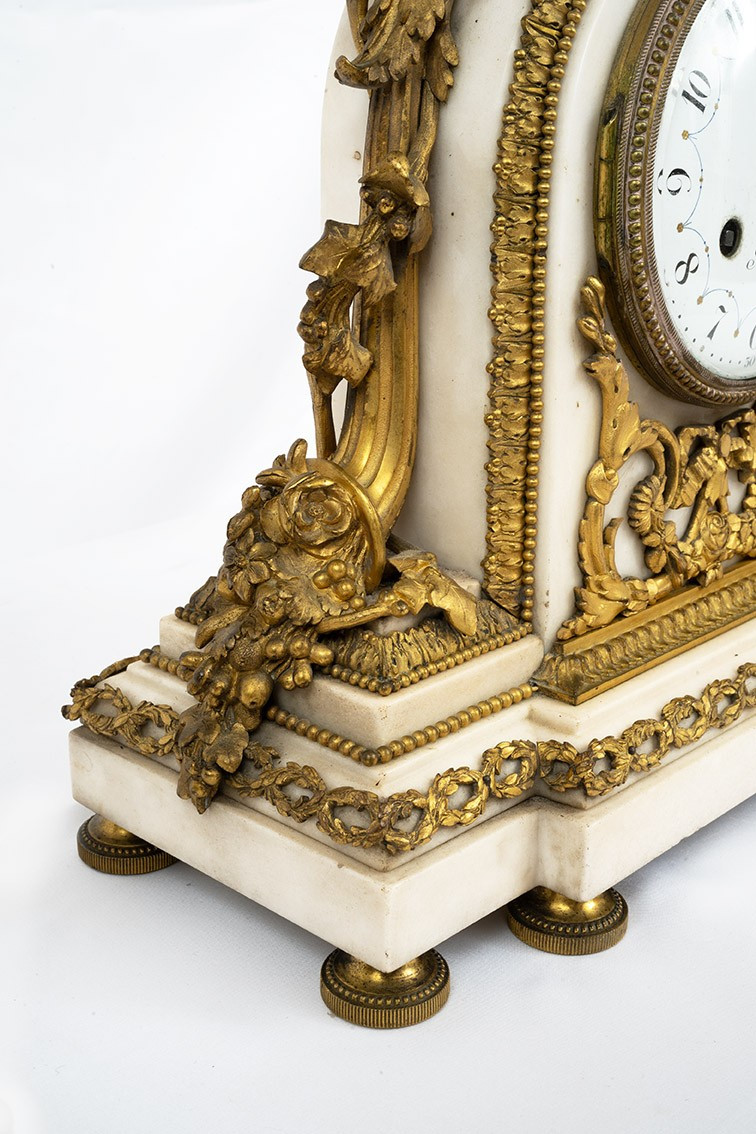 19th-century Napoleon III-style Triptych Clock In Gilded Bronze-photo-1