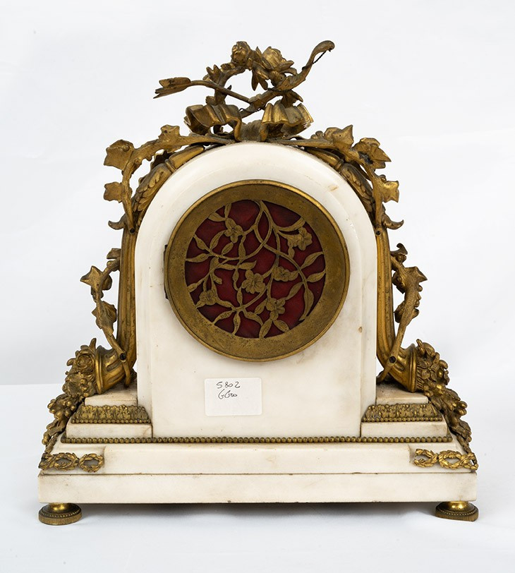19th-century Napoleon III-style Triptych Clock In Gilded Bronze-photo-2