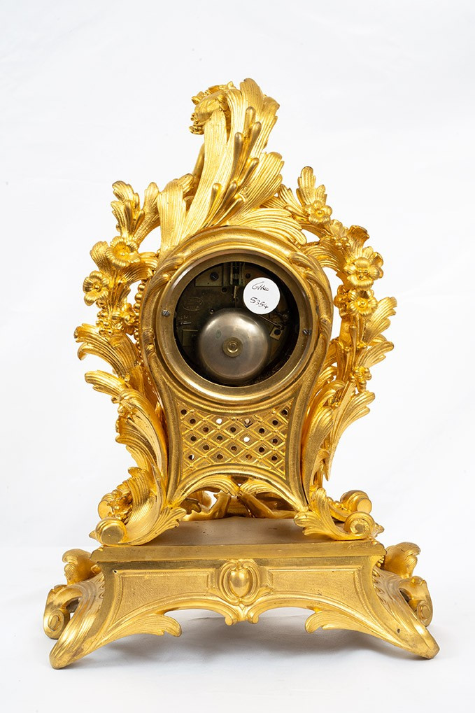 Pendule ancienne en bronze doré de Napoléon III, signée « Paillard ». France, XIXe siècle.-photo-4