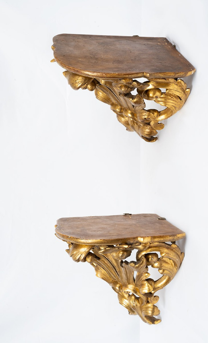 Paire d'étagères anciennes Louis-Philippe de Florence, XIXe siècle.-photo-2
