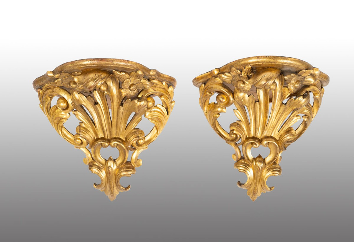 Paire d'étagères anciennes Louis-Philippe de Florence, XIXe siècle.