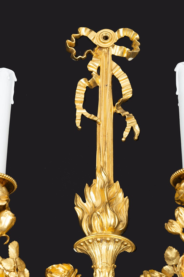 Pair Of Napoleon III-style Gilt Bronze Wall Sconces Dating From The Second Half Of The 19th Century.-photo-3